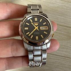 Montre Homme SEIKO 5 7S26-02W0 Automatique Cadran Or Noir Arrière Exposition