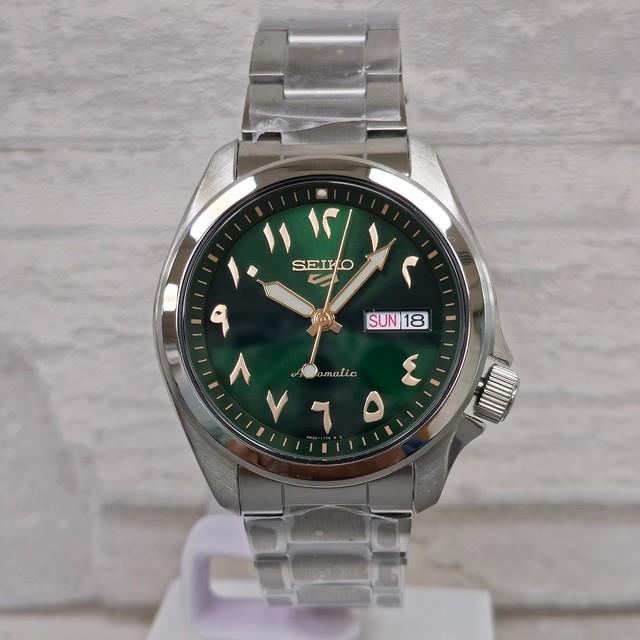 Montre Homme Seiko 5 Rare Automatique Cadran Arabe Vert Srph49k1 Acier Inoxyd
