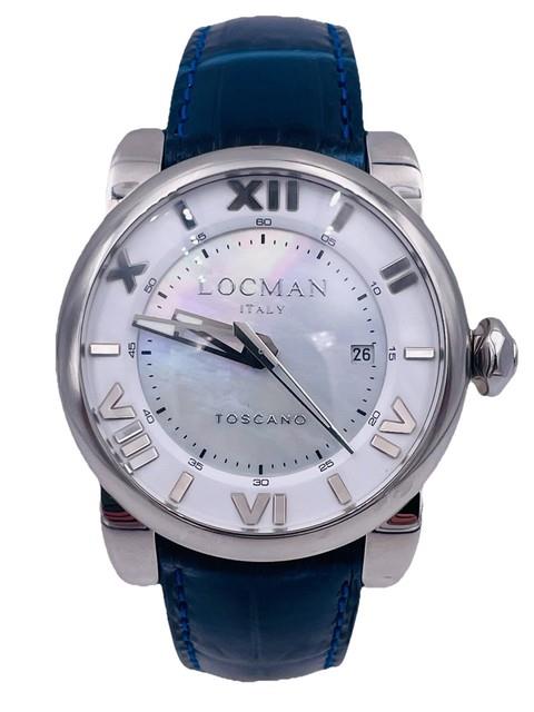 Montre Locman Toscane Automatique Ref590wbl/900 42mm Bleu Tr&egrave;s Remis&eacute;e Neuf