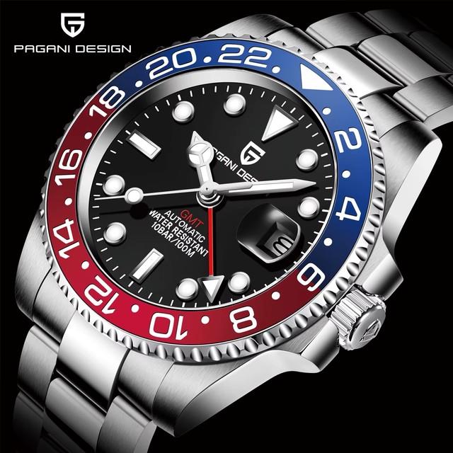 Montre M&eacute;canique Pagani Design 2026 Homme Acier Inoxydable Gmt Saphir