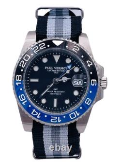 Montre Paul Vermot GMT Automatique Céramique PV2116BLKTE/540 Très Remisée Neuve