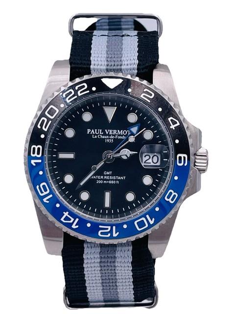 Montre Paul Vermot Gmt Automatique C&eacute;ramique Pv2116blkte/540 Tr&egrave;s Remis&eacute;e Neuve