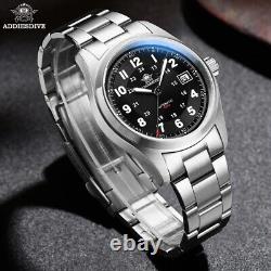 Montre Plongée ADDIESDIVE Homme Automatique Black Silver en acier inoxydable