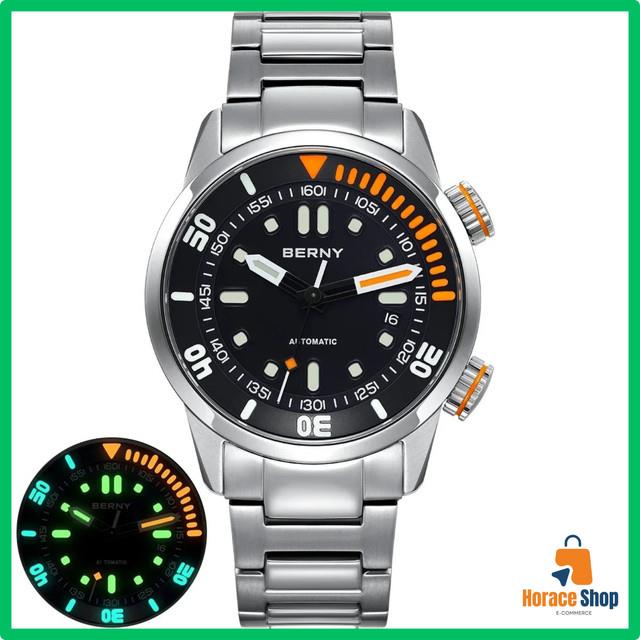 Montre Plongée Homme Berny Automatique 20atm Saphir Lumineuse Sport Mécanique