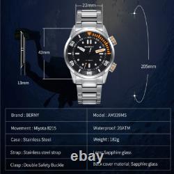 Montre Plongée Homme BERNY Automatique 20ATM Saphir Lumineuse Sport Mécanique Montre Plongée Homme BERNY Automatique 20ATM Saphir Lumineuse Sport Mécanique