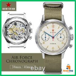 Montre RED STAR 1963 Pilote 38/40mm Chronographe Mécanique ST1901 Saphir Montre RED STAR 1963 Pilote 38/40mm Chronographe Mécanique ST1901 Saphir
