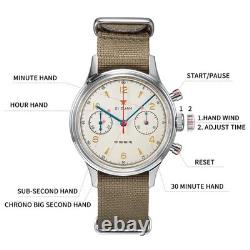 Montre RED STAR 1963 Pilote 38/40mm Chronographe Mécanique ST1901 Saphir