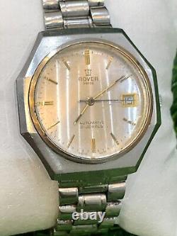 Montre Rover Vintage Swiss Made 1960's Automatique Très Rare 37mm Homme Argen