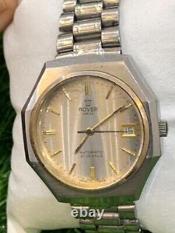 Montre Rover Vintage Swiss Made 1960's Automatique Très Rare 37mm Homme Argen