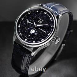 Montre Sugess Moonphase Homme 40mm Automatique ST2528 Acier Cadran Grès Bleu