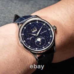 Montre Sugess Moonphase Homme 40mm Automatique ST2528 Acier Cadran Grès Bleu