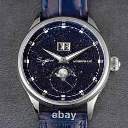 Montre Sugess Moonphase Homme 40mm Automatique ST2528 Acier Cadran Grès Bleu