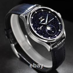 Montre Sugess Moonphase Homme 40mm Automatique ST2528 Acier Cadran Grès Bleu