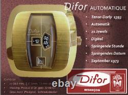 Montre Watch Difor Automatique Guichet Jump Tenor Dorly Td 1393 Vintage 1970