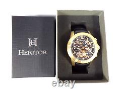 Montre automatique HERITOR Homme bracelet cuir noir HERHR4103