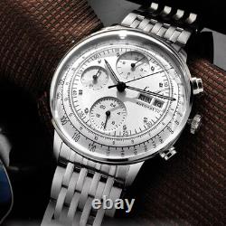 Montre automatique LUOBIN homme acier inoxydable 316L cadran argent/blanc