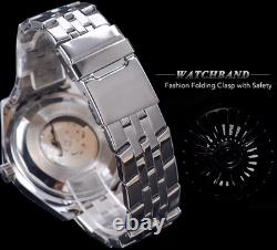 Montre automatique LUOBIN homme acier inoxydable 316L cadran argent/blanc