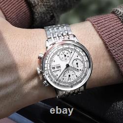 Montre automatique LUOBIN homme acier inoxydable 316L cadran argent/blanc