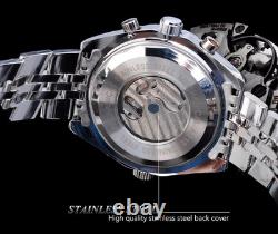 Montre automatique LUOBIN homme acier inoxydable 316L cadran argent/blanc