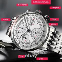 Montre automatique LUOBIN homme acier inoxydable 316L cadran argent/blanc