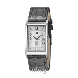 Montre automatique Lip Churchill T26 671285, bracelet en cuir gris, 26 x 46 mm