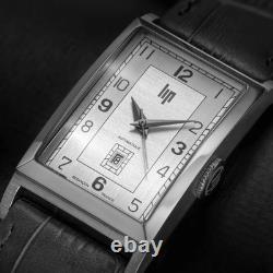 Montre automatique Lip Churchill T26 671285, bracelet en cuir gris, 26 x 46 mm