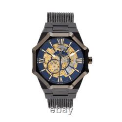 Montre automatique Maison Montignac MOW808, bracelet en acier noir, 44 mm