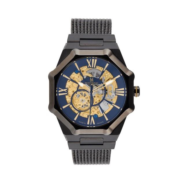 Montre Automatique Maison Montignac Mow808, Bracelet En Acier Noir, 44 Mm