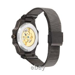 Montre automatique Maison Montignac MOW808, bracelet en acier noir, 44 mm