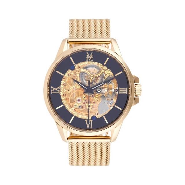 Montre Automatique Montignac Mow407 Gold En Acier Inoxydable, Cadran Noir, 42 Mm