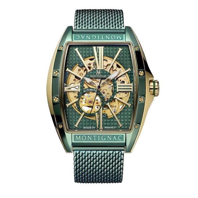 Montre Automatique Montignic Mow1102 Pour Homme, En Acier Inoxydable Vert, 45 Mm
