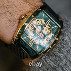 Montre automatique Montignic MOW1102 pour homme, en acier inoxydable vert, 45 mm