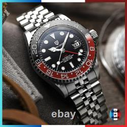 Montre automatique PAGANI DESIGN PD-1662 homme argenté lunette noire rouge