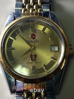 Montre automatique RADO cheval violet 35 mm cadran doré fonctionnelle vintage