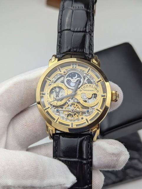 Montre Automatique StÜhrling Original Squelette Doré Complications Multiples