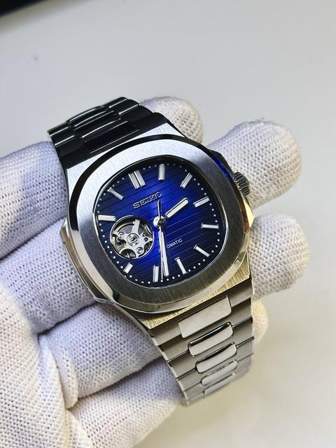 Montre Automatique Custom Seikonh38 Open Heart Bleu Homme