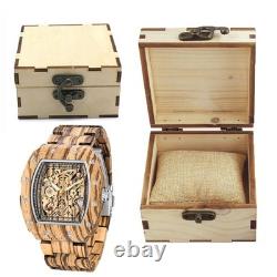 Montre automatique en bois Tiong homme carrée squelette MWD-01fang