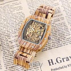 Montre automatique en bois Tiong homme carrée squelette MWD-01fang