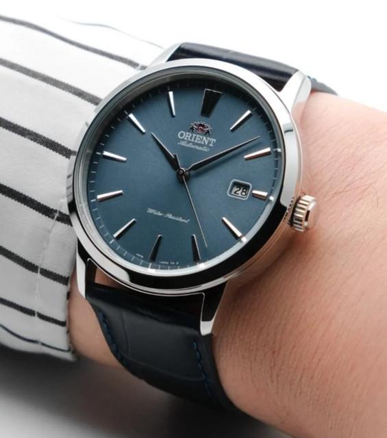 Montre Automatique Homme Orient Contemporaine Ra-ac0f14l30b Cadran Bleu Cuir 50m
