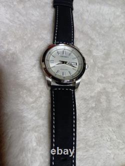 Montre automatique homme SEIKO bracelet cuir noir argenté état élégant