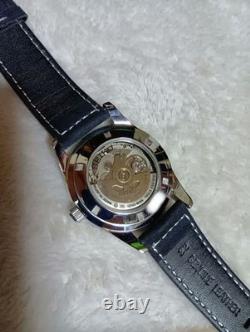 Montre automatique homme SEIKO bracelet cuir noir argenté état élégant