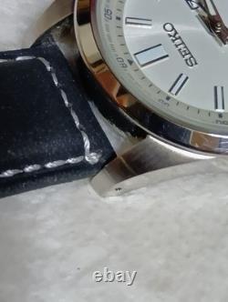 Montre automatique homme SEIKO bracelet cuir noir argenté état élégant