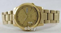 Montre automatique homme Seiko 5 Classic SNKE56K1 cadran doré ton or PVD acie
