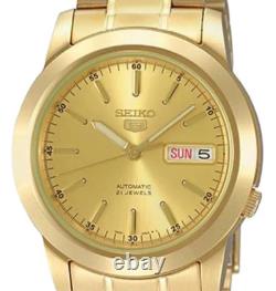 Montre automatique homme Seiko 5 Classic SNKE56K1 cadran doré ton or PVD acie