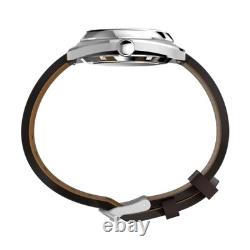 Montre automatique homme Timex TW2Y65200 Marlin Draper bracelet cuir argenté 50M