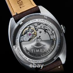 Montre automatique homme Timex TW2Y65200 Marlin Draper bracelet cuir argenté 50M