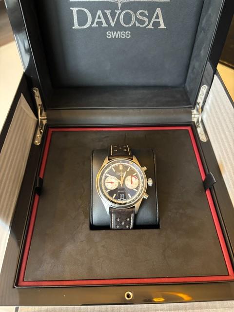 Montre Automatique Homme Suisse Davosa Newton Pilot Rallye Chronograph Bleu