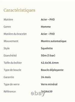 Montre automatique noir homme Pierre Lannier Hector