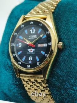 Montre automatique pour homme Citizen cadran noir, date du jour, 21 bijoux en