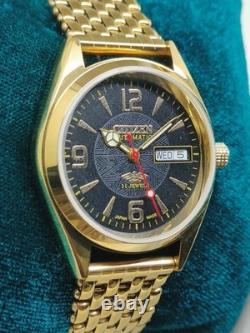 Montre automatique pour homme Citizen cadran noir, date du jour, 21 bijoux en